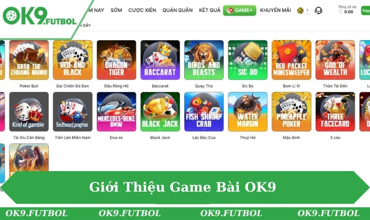 Không gian sảnh game tại OK9 rực rỡ, hiện đại và sống động.