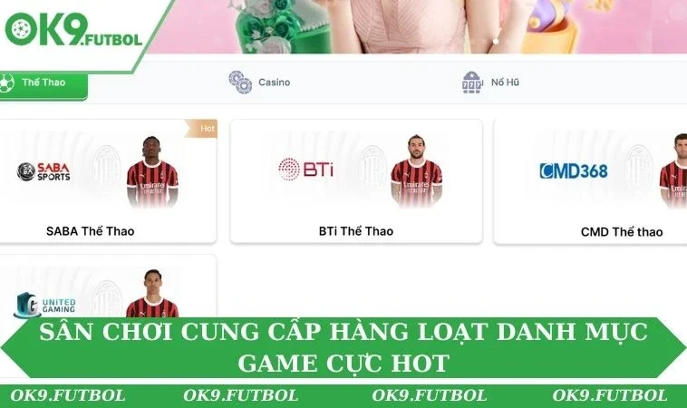 Sân chơi cung cấp hàng loạt danh mục game cực hot